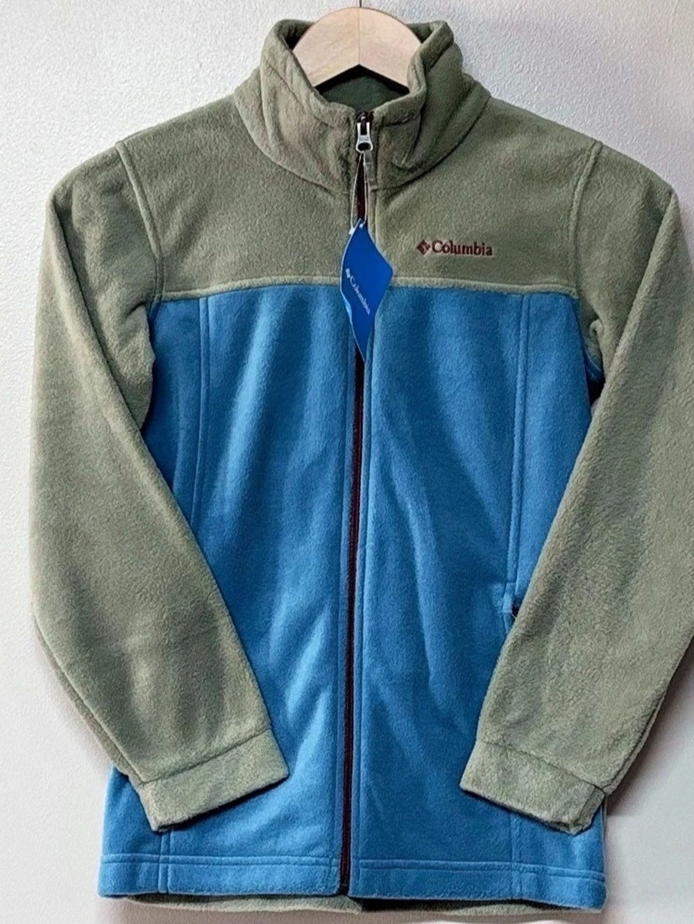 NWT Columbia Boys Fleece Jacket Youth M 10-12 Blue Gray Full Zip